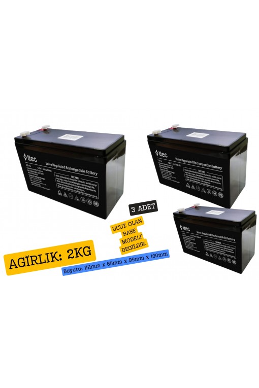 TTEC 12V 7A Yüksek Gramaj 2KG Kuru Bakımsız Akü 3 ADET TTEC 12V 7A Yüksek Gramaj 2KG Kuru Bakımsız Akü 3 ADET
